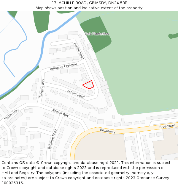 17, ACHILLE ROAD, GRIMSBY, DN34 5RB: Location map and indicative extent of plot