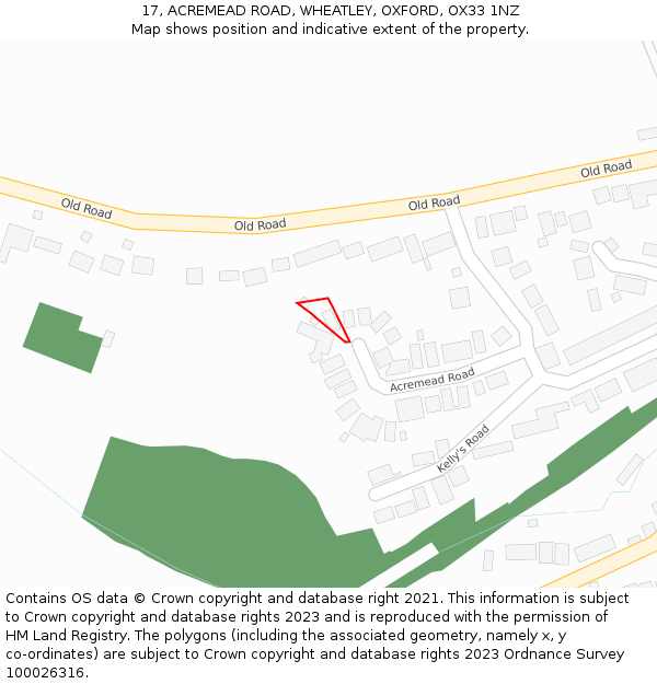 17, ACREMEAD ROAD, WHEATLEY, OXFORD, OX33 1NZ: Location map and indicative extent of plot