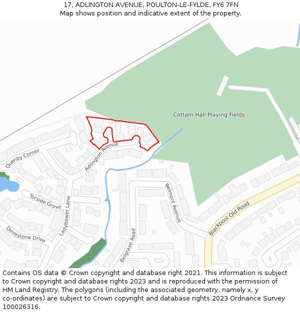 17, ADLINGTON AVENUE, POULTON-LE-FYLDE, FY6 7FN: Location map and indicative extent of plot