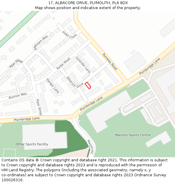 17, ALBACORE DRIVE, PLYMOUTH, PL6 8DX: Location map and indicative extent of plot