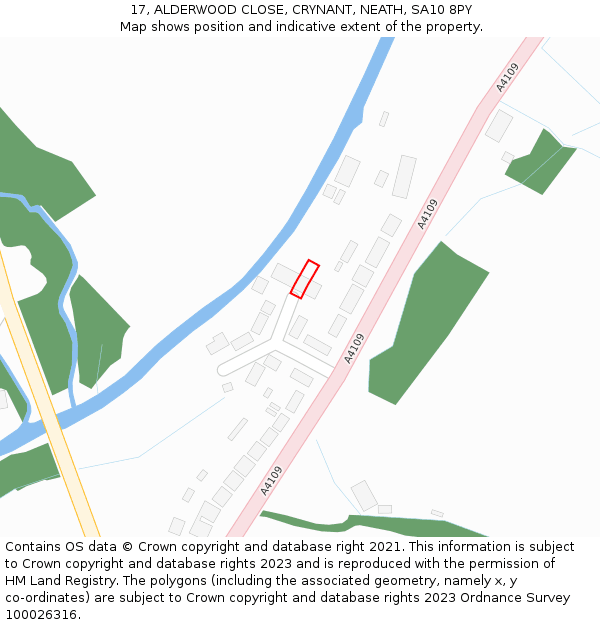 17, ALDERWOOD CLOSE, CRYNANT, NEATH, SA10 8PY: Location map and indicative extent of plot