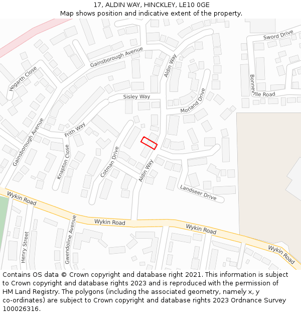 17, ALDIN WAY, HINCKLEY, LE10 0GE: Location map and indicative extent of plot