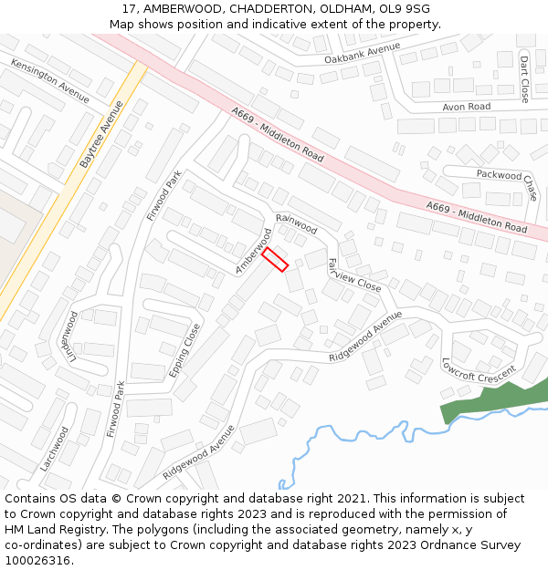 17, AMBERWOOD, CHADDERTON, OLDHAM, OL9 9SG: Location map and indicative extent of plot