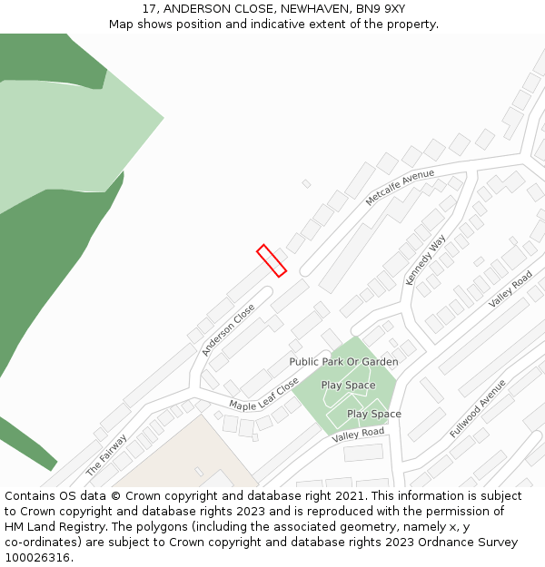 17, ANDERSON CLOSE, NEWHAVEN, BN9 9XY: Location map and indicative extent of plot