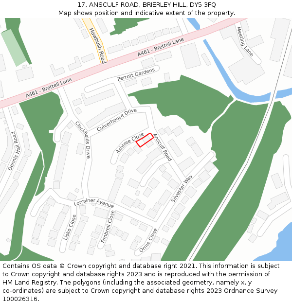 17, ANSCULF ROAD, BRIERLEY HILL, DY5 3FQ: Location map and indicative extent of plot