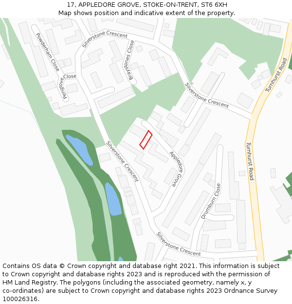 17, APPLEDORE GROVE, STOKE-ON-TRENT, ST6 6XH: Location map and indicative extent of plot