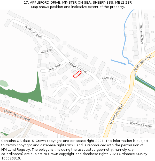 17, APPLEFORD DRIVE, MINSTER ON SEA, SHEERNESS, ME12 2SR: Location map and indicative extent of plot