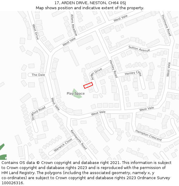17, ARDEN DRIVE, NESTON, CH64 0SJ: Location map and indicative extent of plot