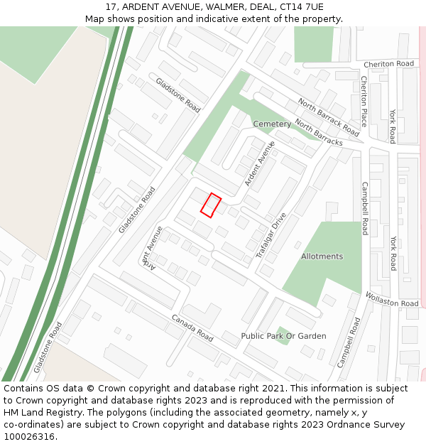 17, ARDENT AVENUE, WALMER, DEAL, CT14 7UE: Location map and indicative extent of plot