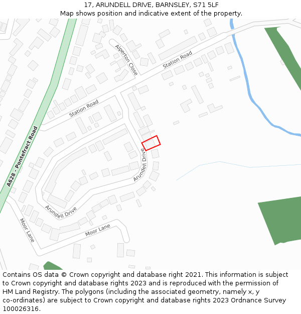 17, ARUNDELL DRIVE, BARNSLEY, S71 5LF: Location map and indicative extent of plot