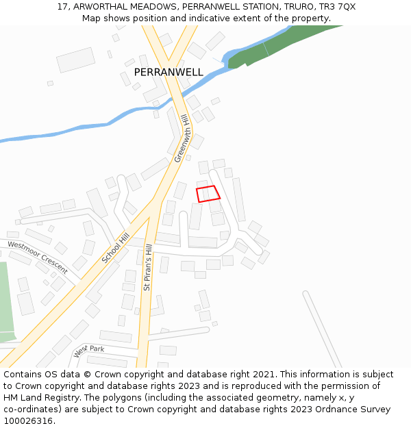 17, ARWORTHAL MEADOWS, PERRANWELL STATION, TRURO, TR3 7QX: Location map and indicative extent of plot