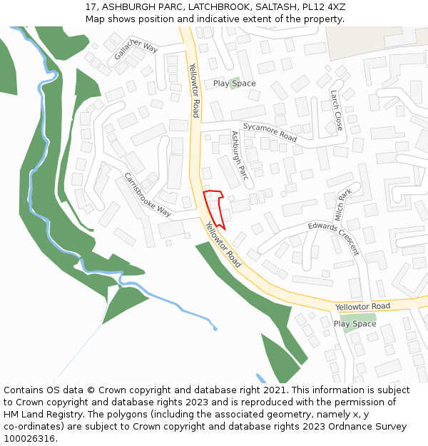 17, ASHBURGH PARC, LATCHBROOK, SALTASH, PL12 4XZ: Location map and indicative extent of plot