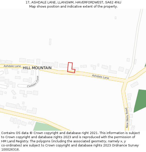 17, ASHDALE LANE, LLANGWM, HAVERFORDWEST, SA62 4NU: Location map and indicative extent of plot