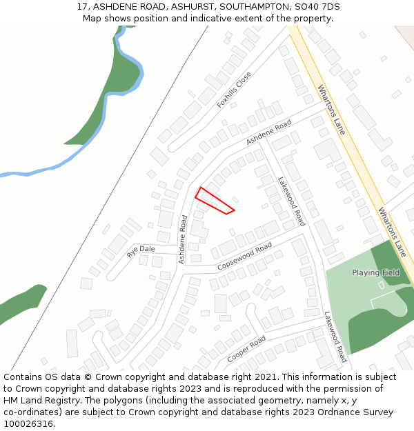 17, ASHDENE ROAD, ASHURST, SOUTHAMPTON, SO40 7DS: Location map and indicative extent of plot