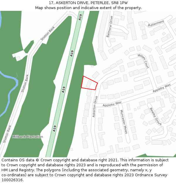 17, ASKERTON DRIVE, PETERLEE, SR8 1PW: Location map and indicative extent of plot