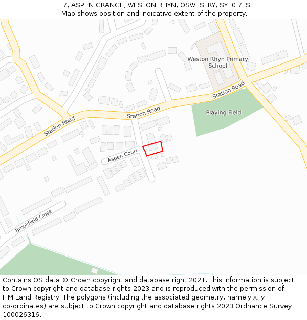 17, ASPEN GRANGE, WESTON RHYN, OSWESTRY, SY10 7TS: Location map and indicative extent of plot