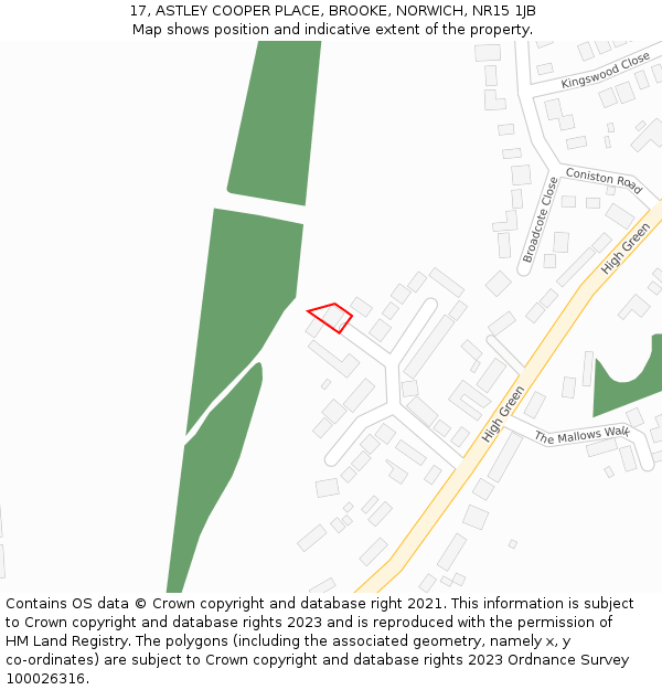 17, ASTLEY COOPER PLACE, BROOKE, NORWICH, NR15 1JB: Location map and indicative extent of plot