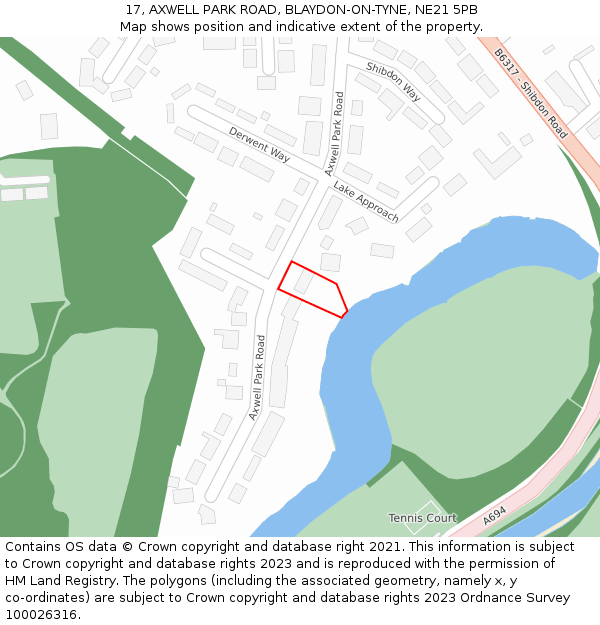 17, AXWELL PARK ROAD, BLAYDON-ON-TYNE, NE21 5PB: Location map and indicative extent of plot