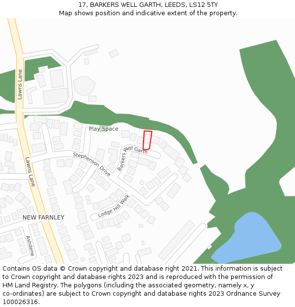 17, BARKERS WELL GARTH, LEEDS, LS12 5TY: Location map and indicative extent of plot