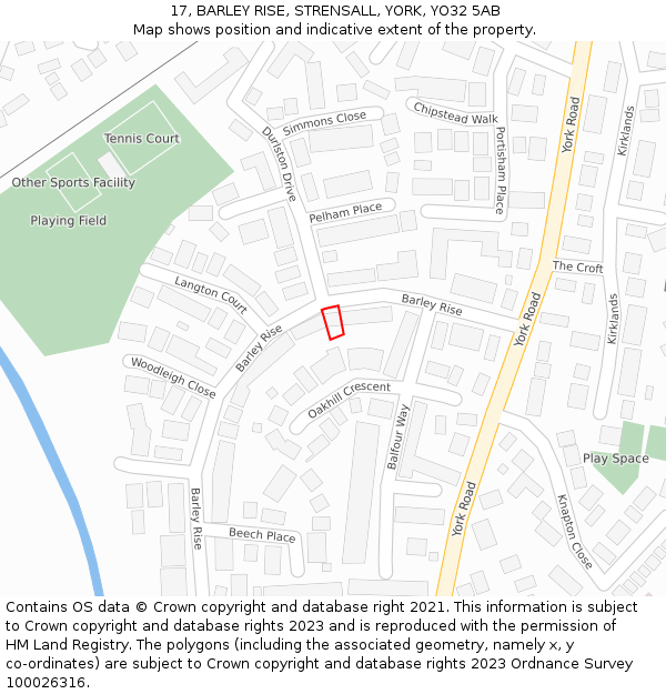 17, BARLEY RISE, STRENSALL, YORK, YO32 5AB: Location map and indicative extent of plot