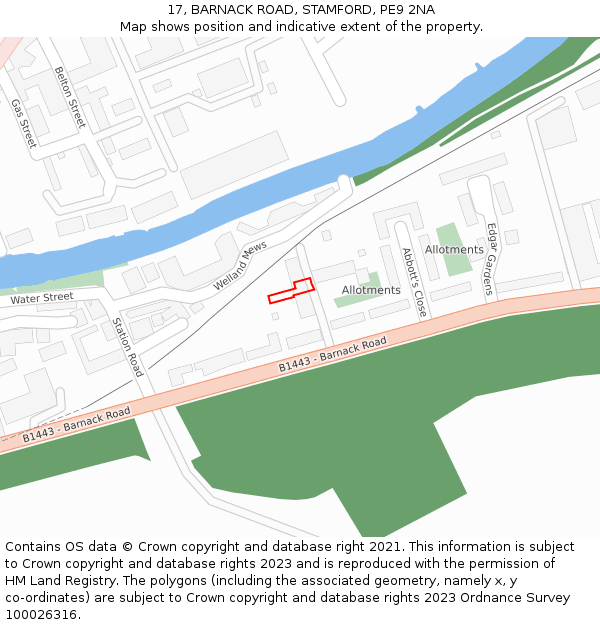 17, BARNACK ROAD, STAMFORD, PE9 2NA: Location map and indicative extent of plot