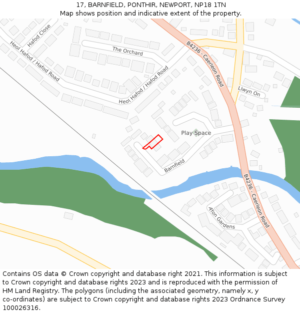 17, BARNFIELD, PONTHIR, NEWPORT, NP18 1TN: Location map and indicative extent of plot