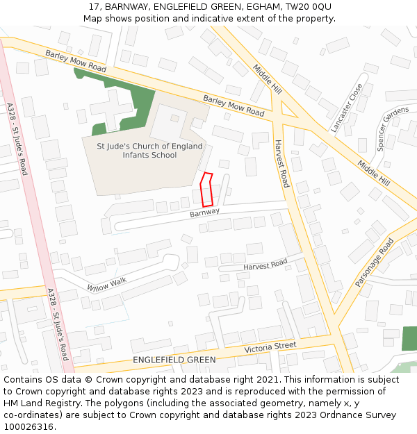 17, BARNWAY, ENGLEFIELD GREEN, EGHAM, TW20 0QU: Location map and indicative extent of plot