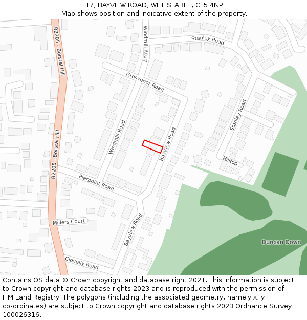 17, BAYVIEW ROAD, WHITSTABLE, CT5 4NP: Location map and indicative extent of plot