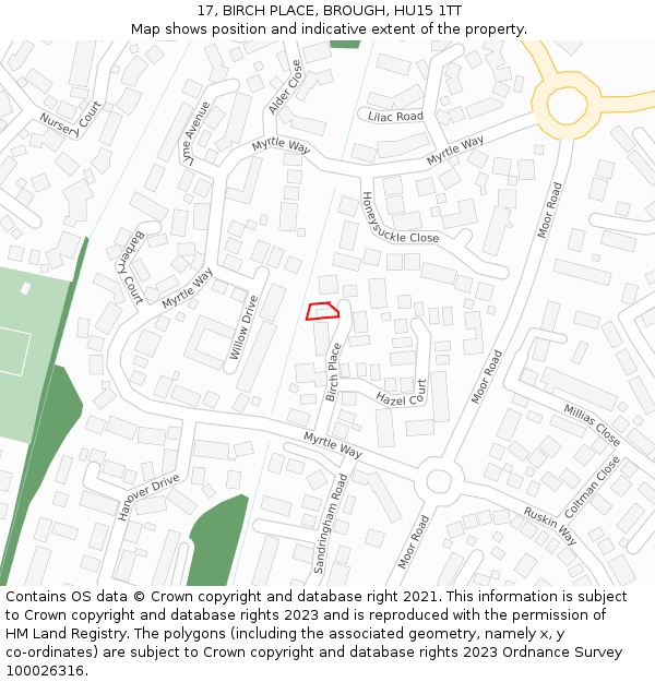 17, BIRCH PLACE, BROUGH, HU15 1TT: Location map and indicative extent of plot