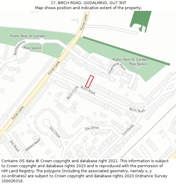 17, BIRCH ROAD, GODALMING, GU7 3NT: Location map and indicative extent of plot