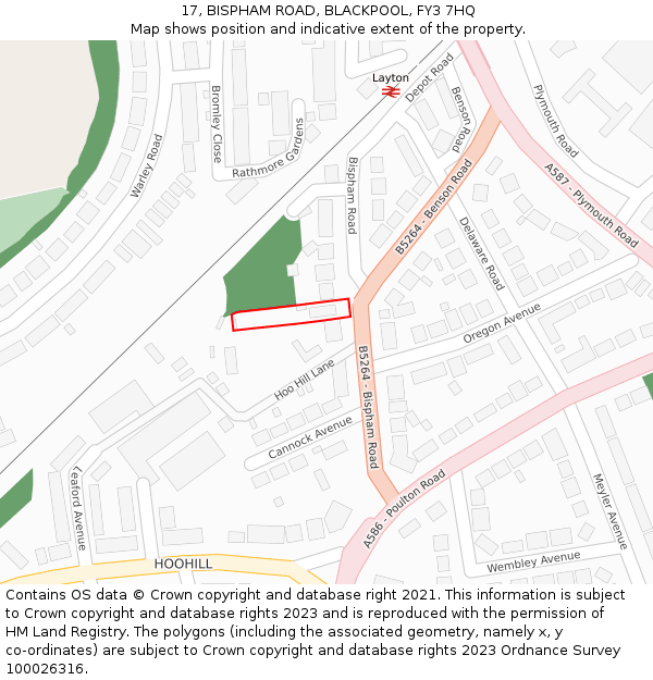 17, BISPHAM ROAD, BLACKPOOL, FY3 7HQ: Location map and indicative extent of plot