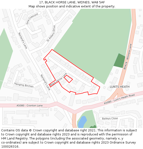 17, BLACK HORSE LANE, WIDNES, WA8 5AF: Location map and indicative extent of plot