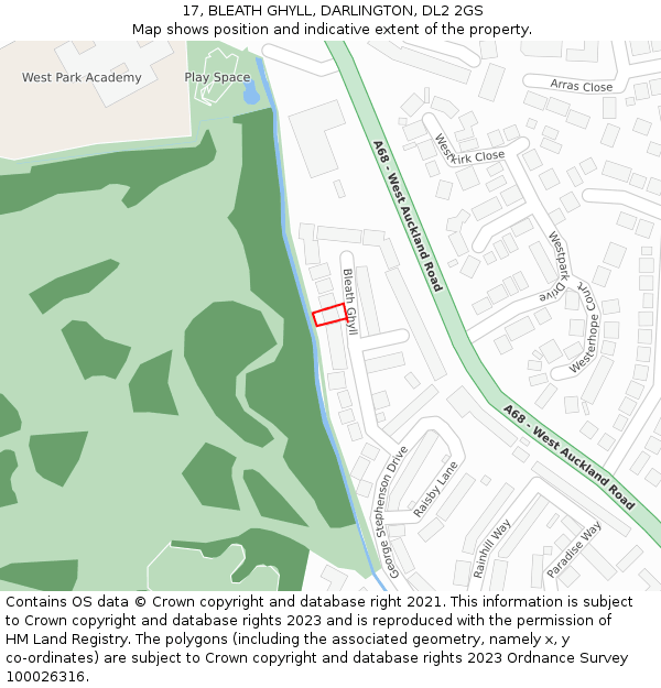17, BLEATH GHYLL, DARLINGTON, DL2 2GS: Location map and indicative extent of plot