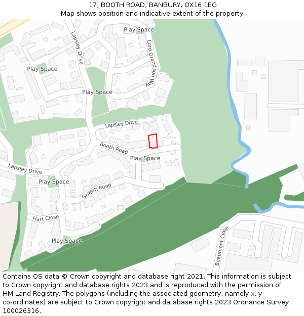 17, BOOTH ROAD, BANBURY, OX16 1EG: Location map and indicative extent of plot