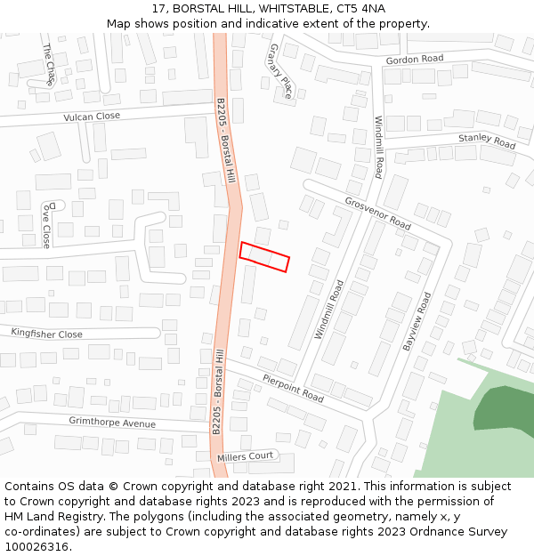 17, BORSTAL HILL, WHITSTABLE, CT5 4NA: Location map and indicative extent of plot