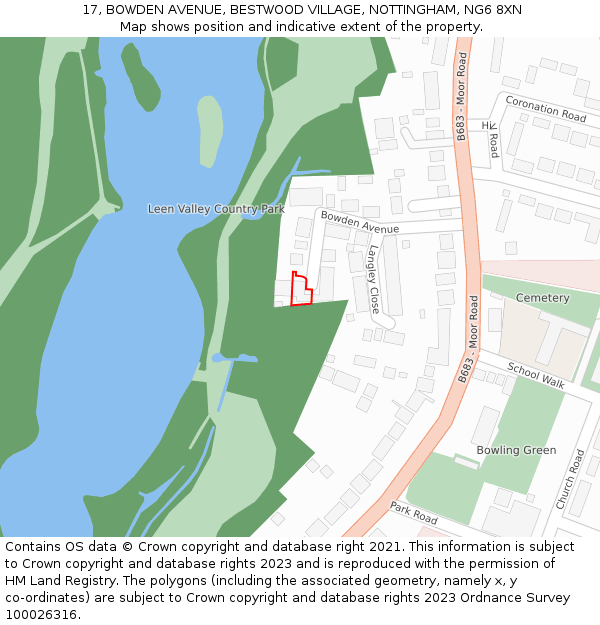 17, BOWDEN AVENUE, BESTWOOD VILLAGE, NOTTINGHAM, NG6 8XN: Location map and indicative extent of plot