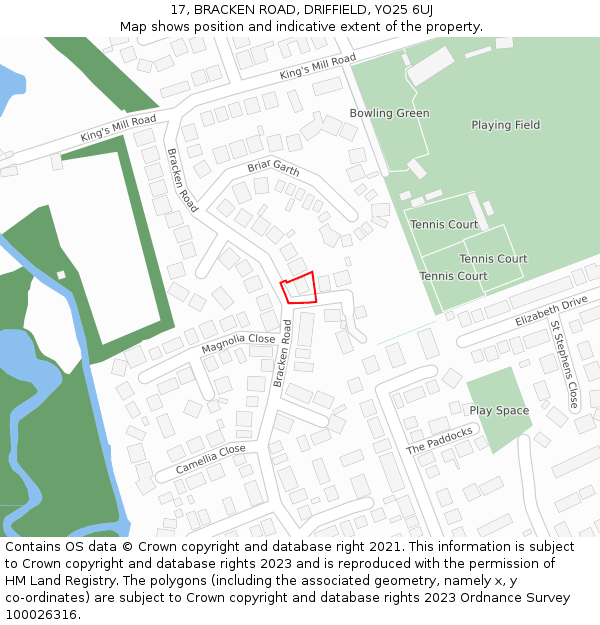 17, BRACKEN ROAD, DRIFFIELD, YO25 6UJ: Location map and indicative extent of plot