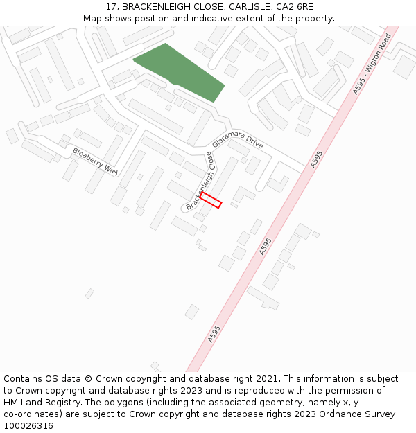 17, BRACKENLEIGH CLOSE, CARLISLE, CA2 6RE: Location map and indicative extent of plot