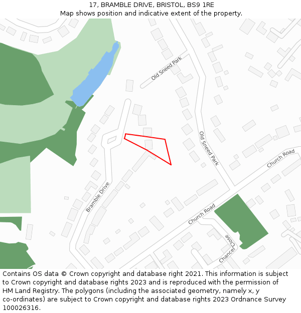 17, BRAMBLE DRIVE, BRISTOL, BS9 1RE: Location map and indicative extent of plot