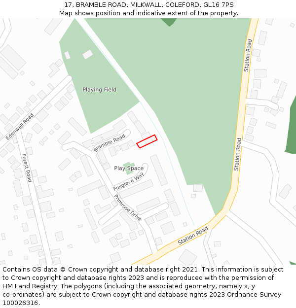 17, BRAMBLE ROAD, MILKWALL, COLEFORD, GL16 7PS: Location map and indicative extent of plot