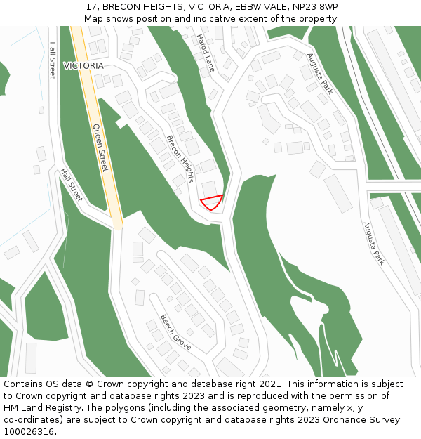 17, BRECON HEIGHTS, VICTORIA, EBBW VALE, NP23 8WP: Location map and indicative extent of plot