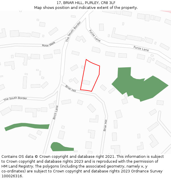 17, BRIAR HILL, PURLEY, CR8 3LF: Location map and indicative extent of plot