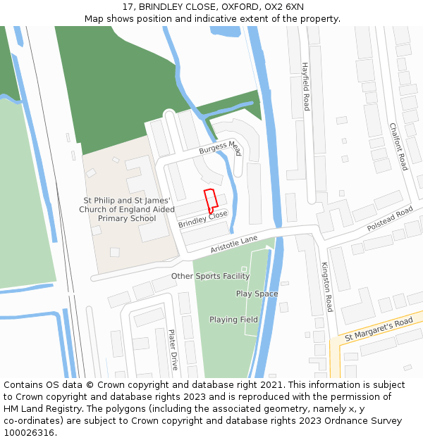 17, BRINDLEY CLOSE, OXFORD, OX2 6XN: Location map and indicative extent of plot