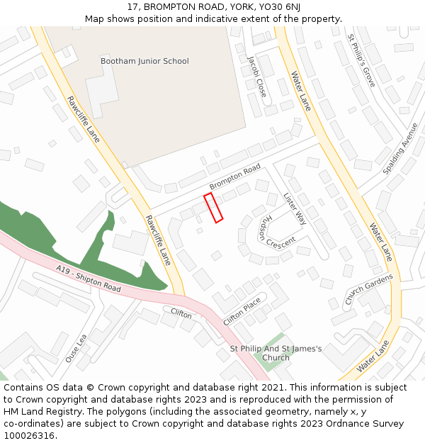 17, BROMPTON ROAD, YORK, YO30 6NJ: Location map and indicative extent of plot
