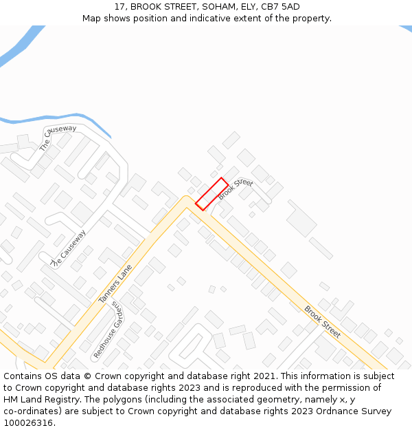 17, BROOK STREET, SOHAM, ELY, CB7 5AD: Location map and indicative extent of plot