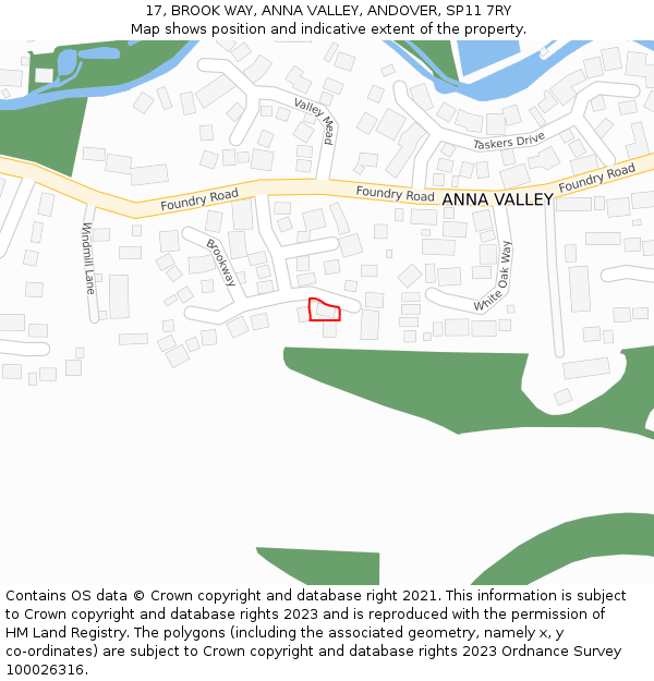 17, BROOK WAY, ANNA VALLEY, ANDOVER, SP11 7RY: Location map and indicative extent of plot