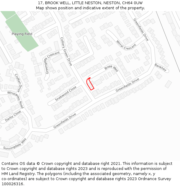 17, BROOK WELL, LITTLE NESTON, NESTON, CH64 0UW: Location map and indicative extent of plot