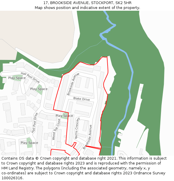 17, BROOKSIDE AVENUE, STOCKPORT, SK2 5HR: Location map and indicative extent of plot