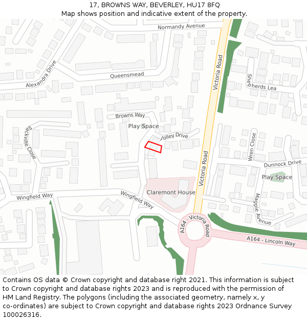 17, BROWNS WAY, BEVERLEY, HU17 8FQ: Location map and indicative extent of plot