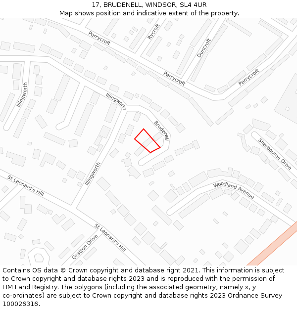 17, BRUDENELL, WINDSOR, SL4 4UR: Location map and indicative extent of plot